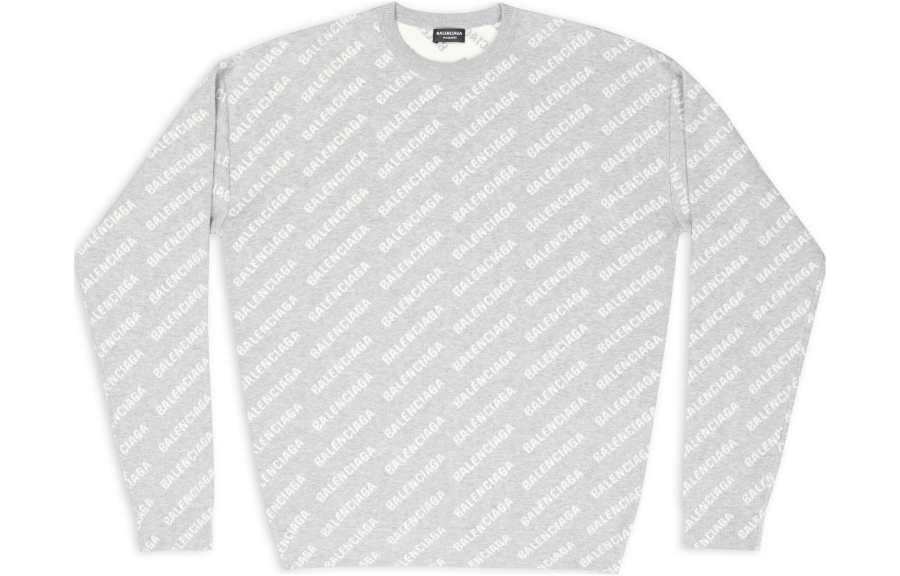 Balenciaga All Over Logo Knit Crewneck