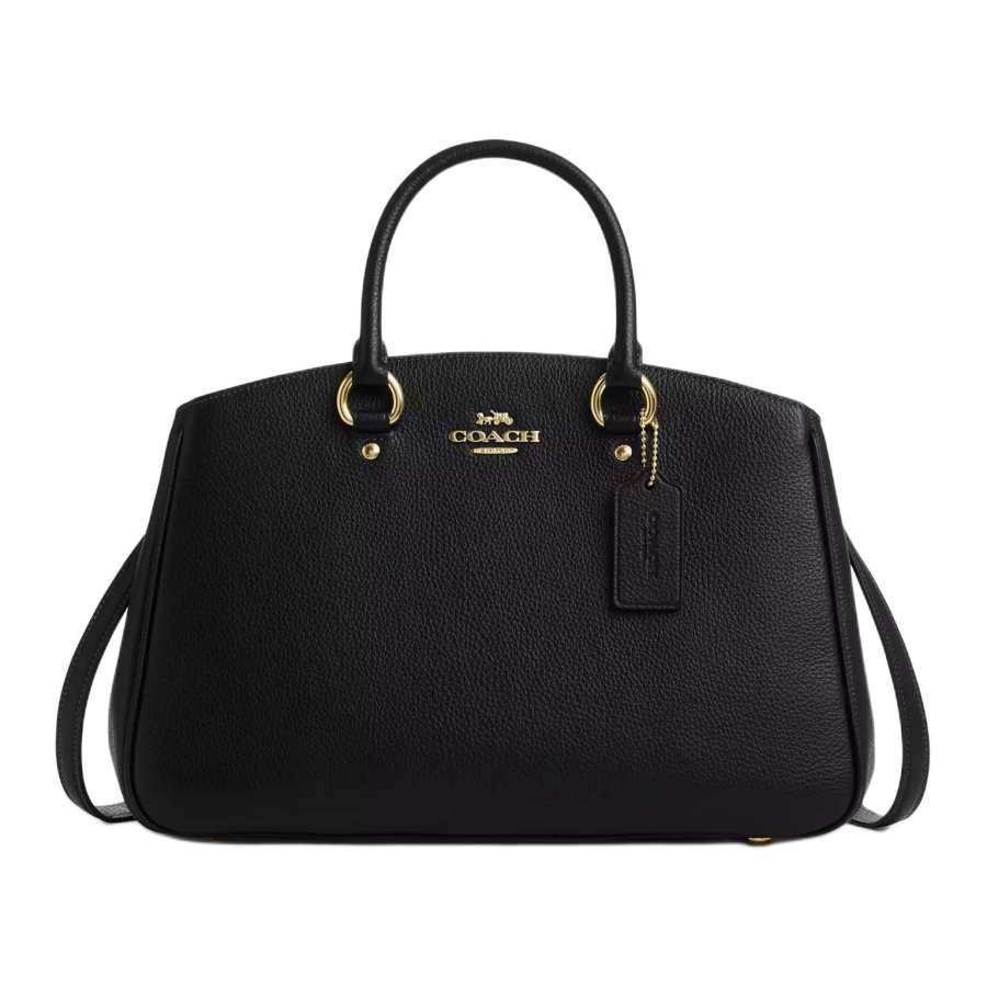 COACH Pebbled Leather Shoulder Bag, Crossbody Bag, Handbag Large Women's Black