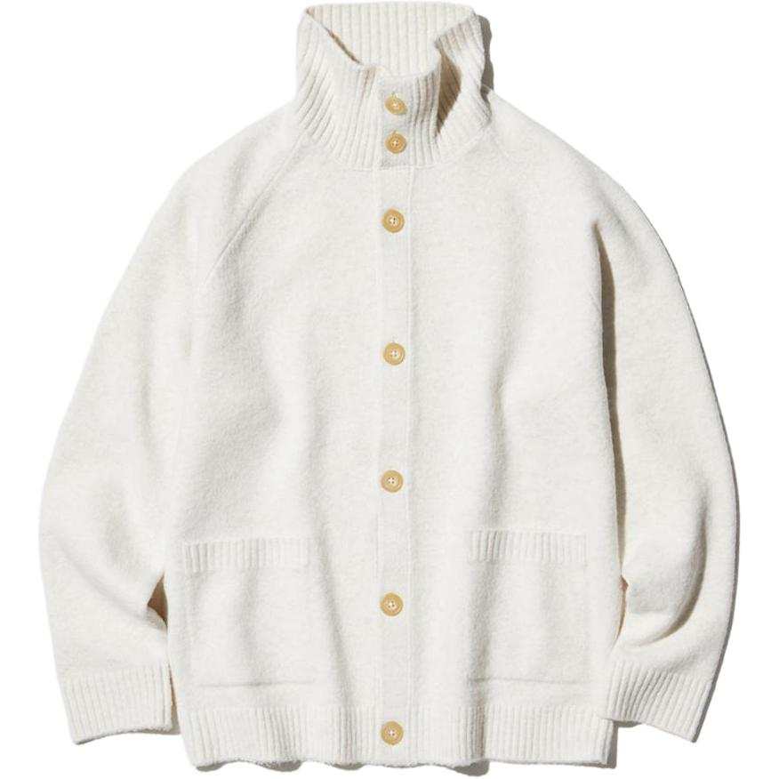 UNIQLO Sweaters Unisex Ivory Stand Collar Moderate Cardigan