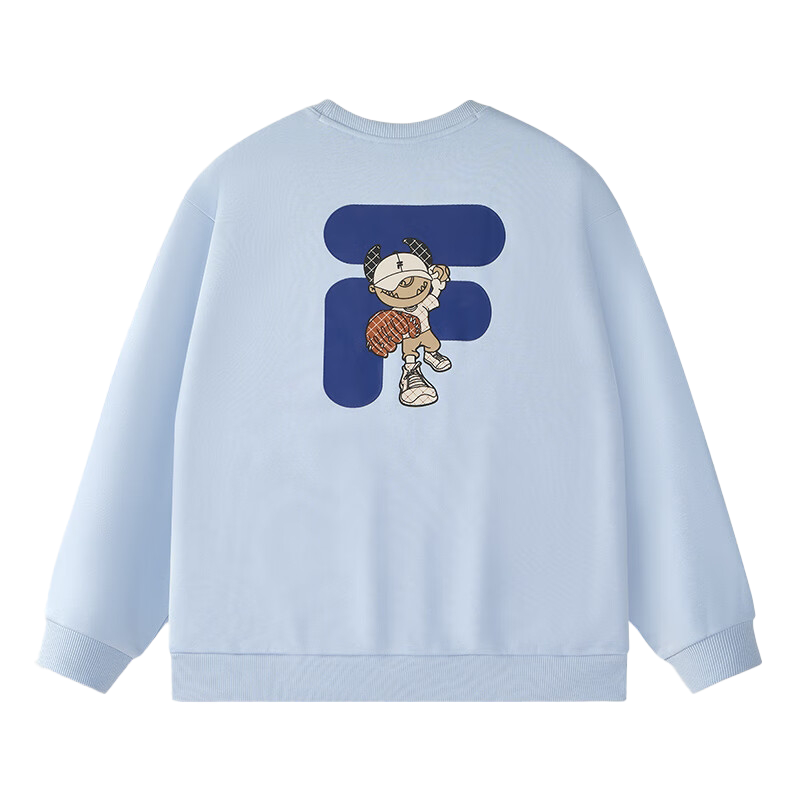 FILA FUSION FOB Loose Fit Fleece Lined Knitted Fabric Pullover Sweatshirt Unisex Pimolaan