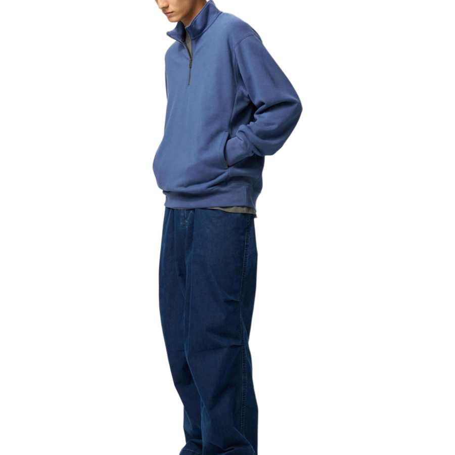 UNIQLO Sweatshirts Unisex Blue Stand Collar Moderate