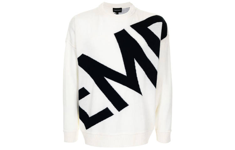 EMPORIO ARMANI Cashmere Sweaters Men's White Crew Neck Moderate