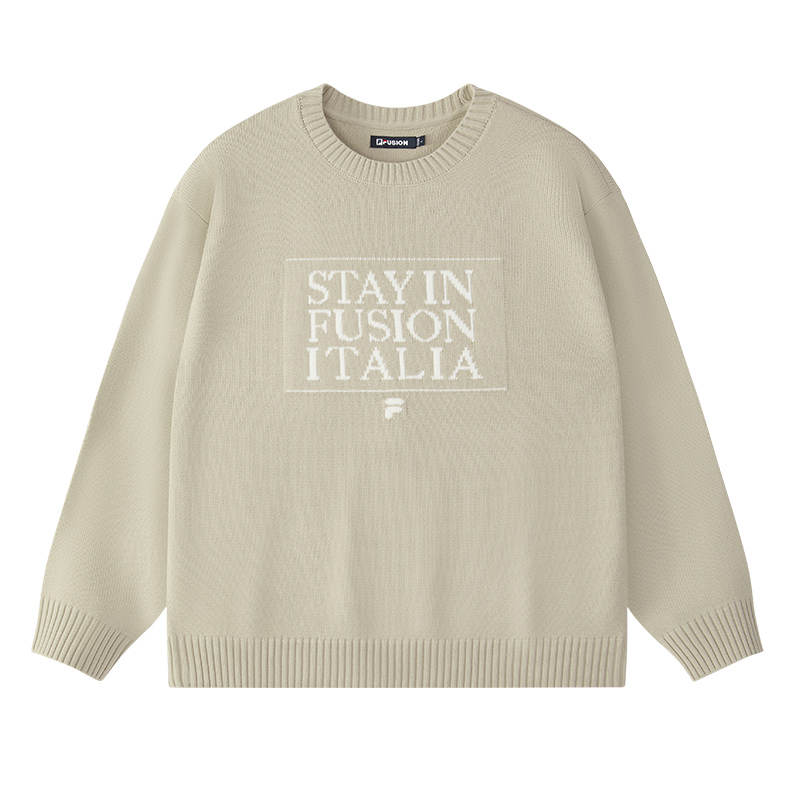 FILA FUSION Sweaters Unisex Feather Gray Crew Neck Moderate Other