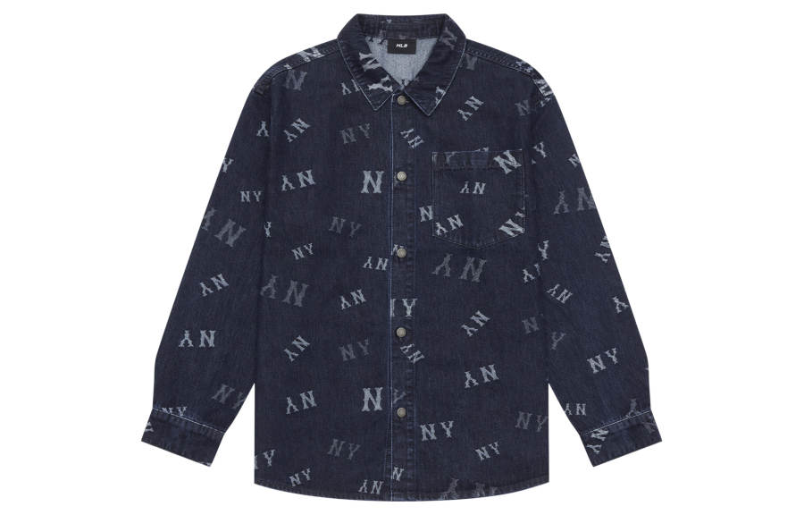 MLB MLB MONOGRAM 24FW Denim Shirt Unisex Dark Marine Blue