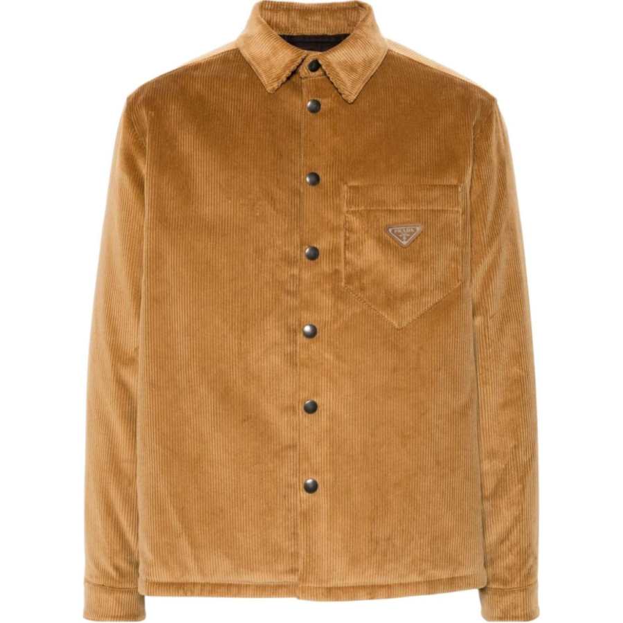 PRADA PRADA Shirts Men's Tan Lapel Moderate Other