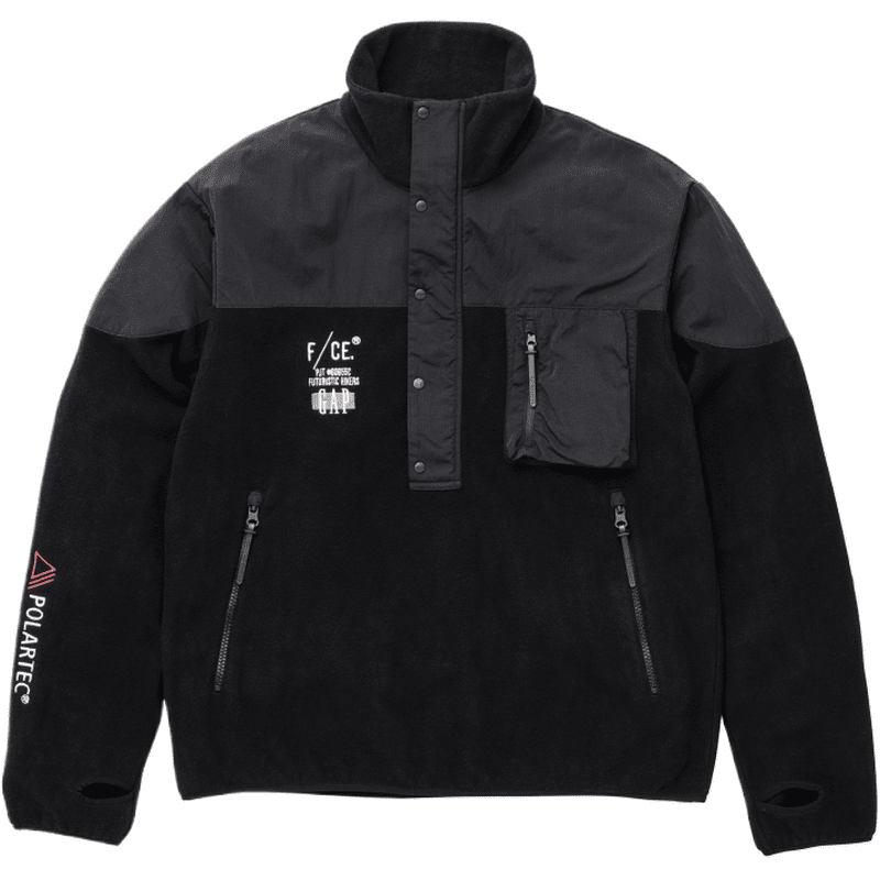 GAP GAP F/CE Fall Winter Fleece Lined Patchwork Pocket Stand Collar Pullover Sweatshirt Unisex