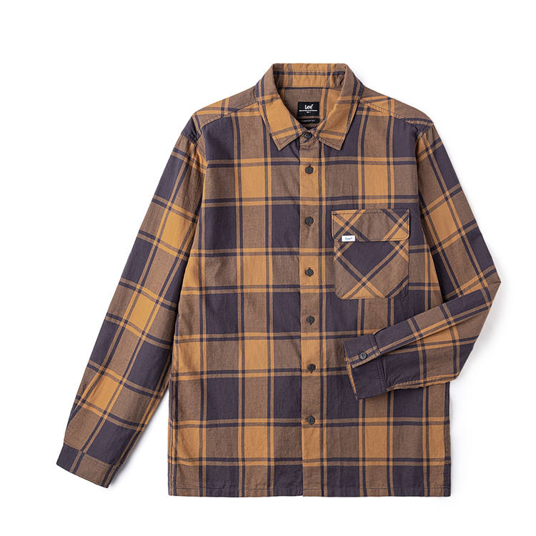 Lee Lee Shirts Men's Brown Lapel Moderate Shirt