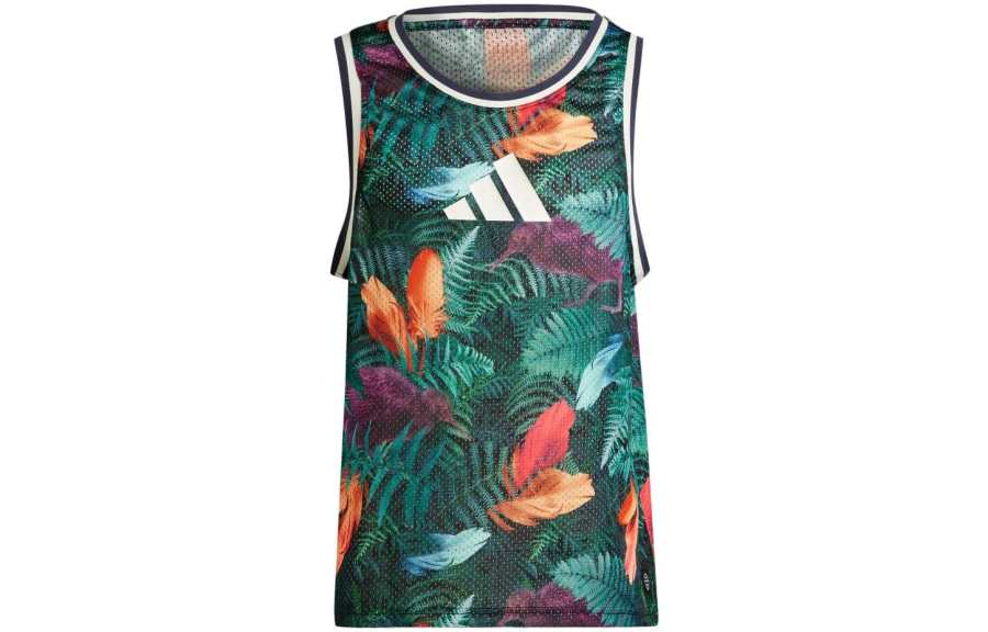 Adidas Adidas Tank Tops Men's Green Crew Neck Moderate Straight Fit