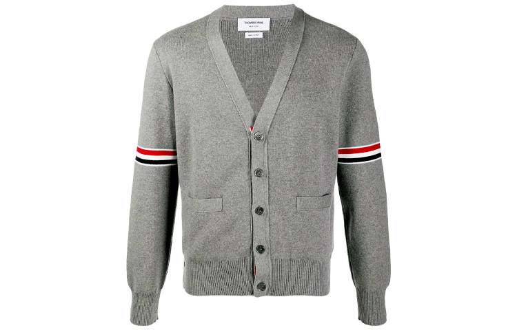THOM BROWNE THOM BROWNE 4 Bar Stripe V Neck Cardigan