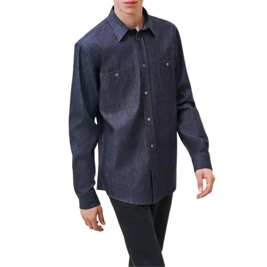 HERMES HERMES Shirts Men's Indigo Lapel Moderate Denim