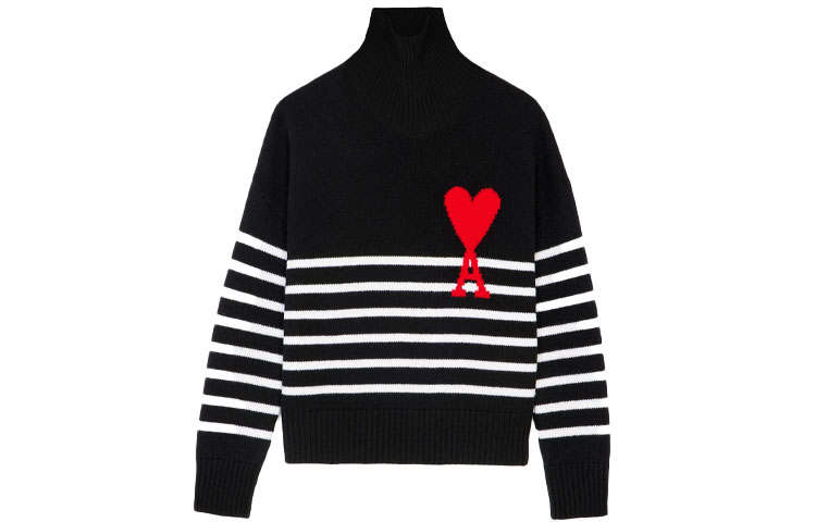 AMIPARIS Ami Striped Heart Sweater