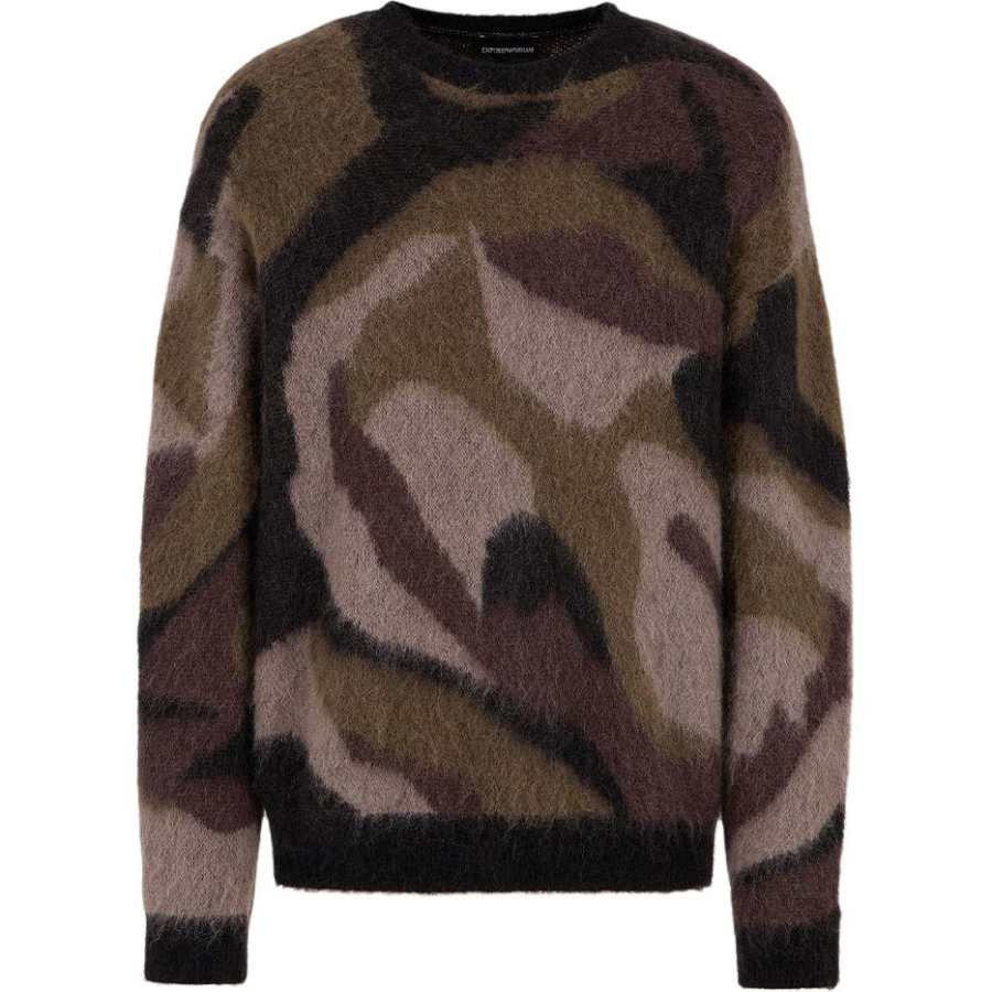 EMPORIO ARMANI Camouflage Pattern Crewneck Jumper