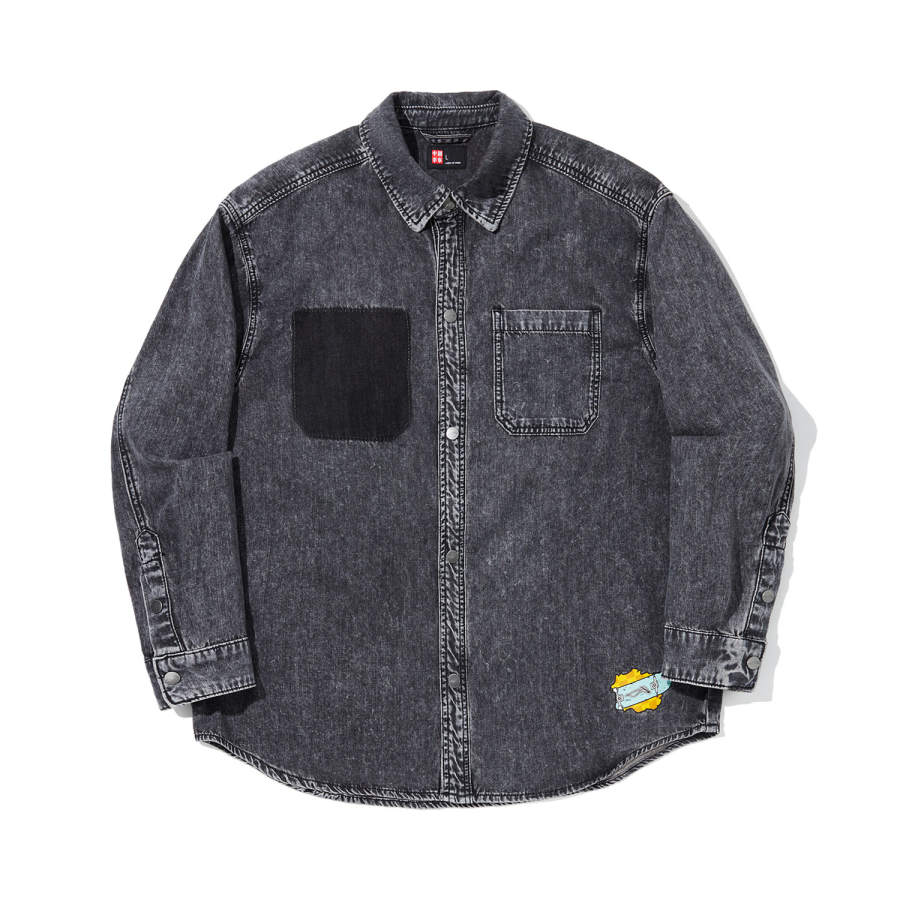 Li-Ning Li Ning Shirts Men's Black Lapel Moderate Denim