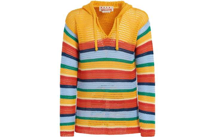 MARNI MARNI Crochet Knit Striped Hoodie