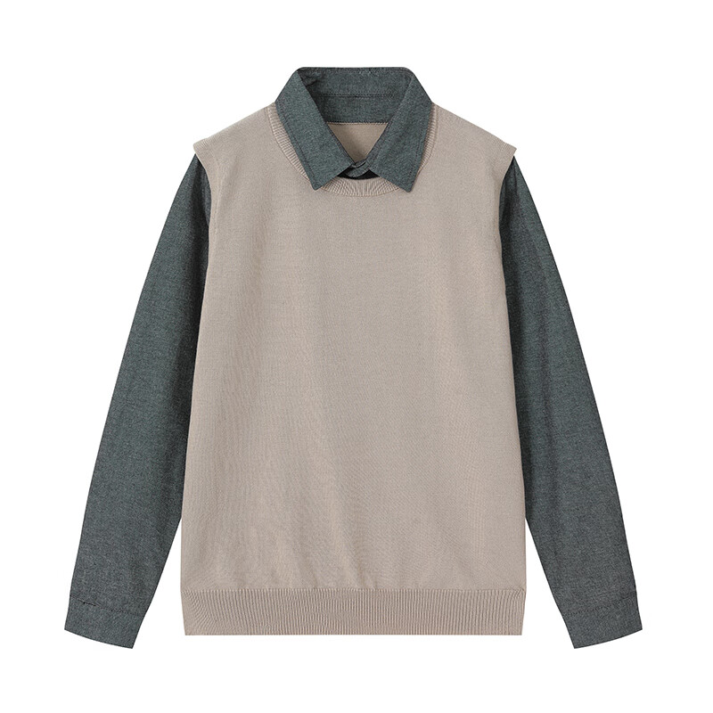 JEEP SPIRIT Sweaters Men's Shirt Collar Moderate Mock Two Piece