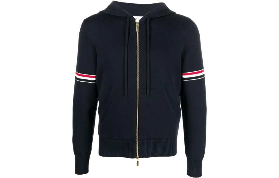 THOM BROWNE THOM BROWNE Zip Up Drawstring Hoodie