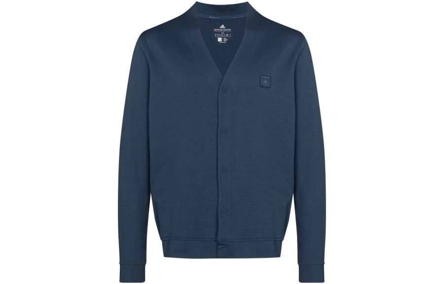 Adidas Adidas Knitwear Men's Blue V Neck Moderate Cardigan