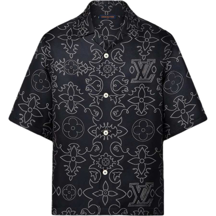 LOUIS VUITTON Printed Short-Sleeved Silk Shirt