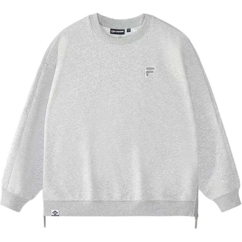 FILA FUSION LIFE Loose Fit Fleece Lined Knitted Fabric Pullover Sweatshirt Unisex Cloud Gray Heather Gray