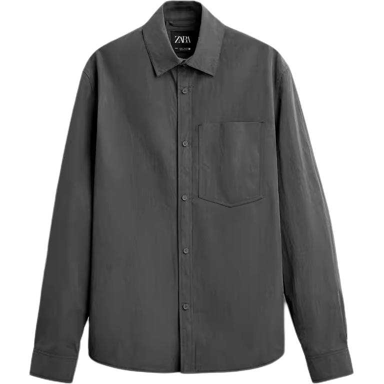 ZARA Shirts Men's Coal Gray Lapel Moderate Other