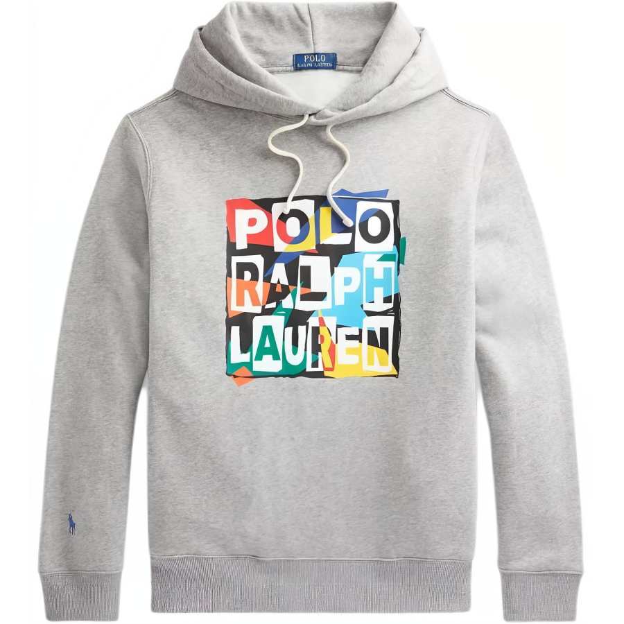 Polo Ralph Lauren SS22 Hooded Pony Pattern Fleece Lined Sweatshirt Unisex Gray