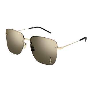 SAINT LAURENT Brand Logo Metal Square Sunglasses Women's Brown