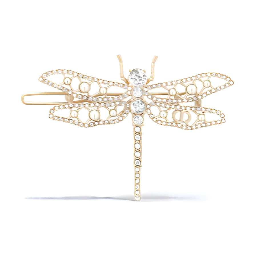 DIOR Faux Crystal, Metal, Resin Hair Clips Women's Gold