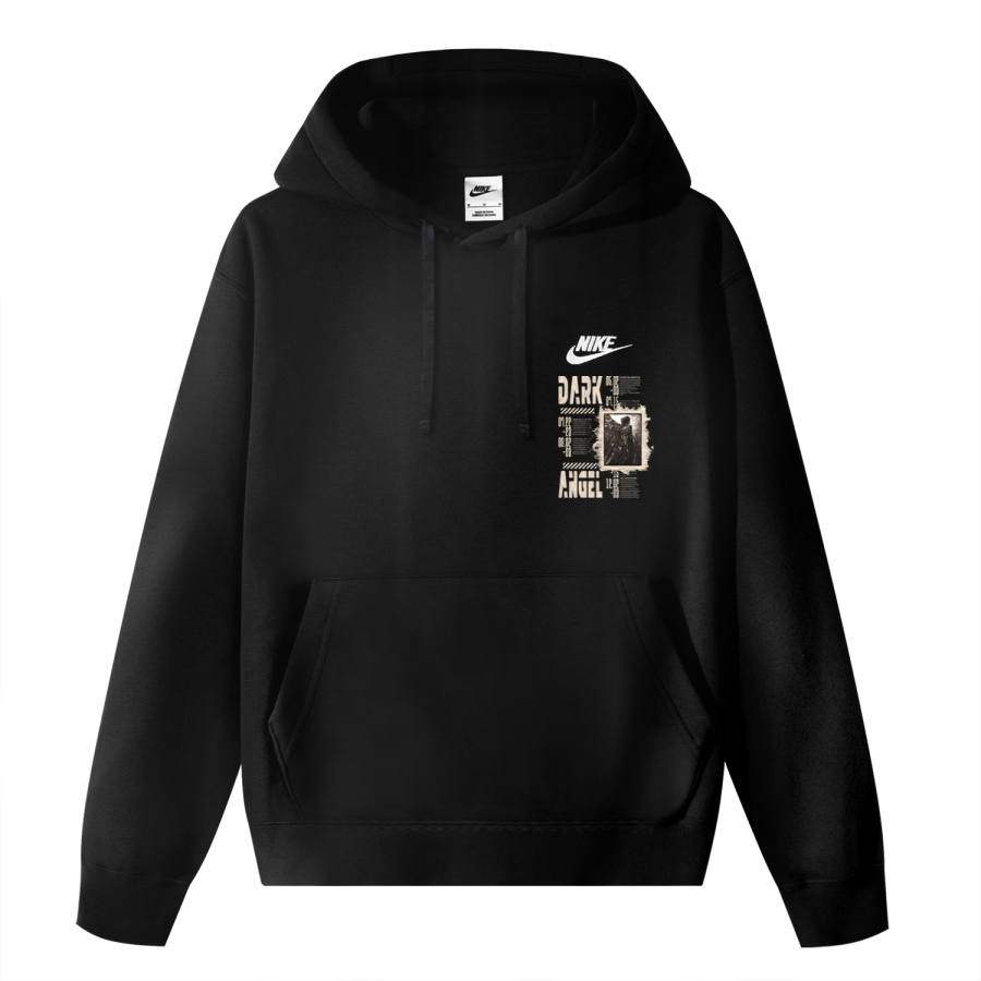 Nike Nike Sportswear Club Fleece Faux Linen Dark Night Angel Pattern Fleece Lined Thermal Pullover Hooded Sports Sweatshirt