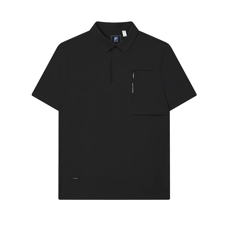 FILA Polo Shirts Men's Jet Black Polo Collar Moderate Straight Fit