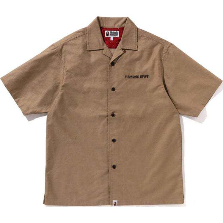 A BATHING APE Bape Dragon Embroidery Open Collar Shirt