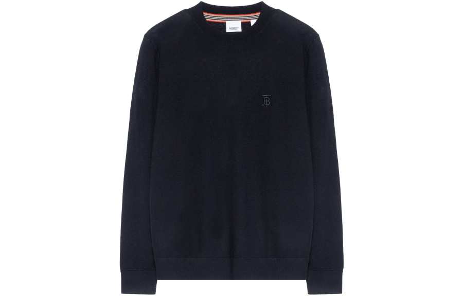 Burberry Cashmere Sweaters Men's Black Crew Neck Moderate