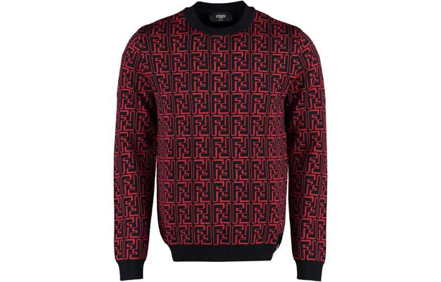 FENDI Sweaters Men's Red Crew Neck Moderate Other