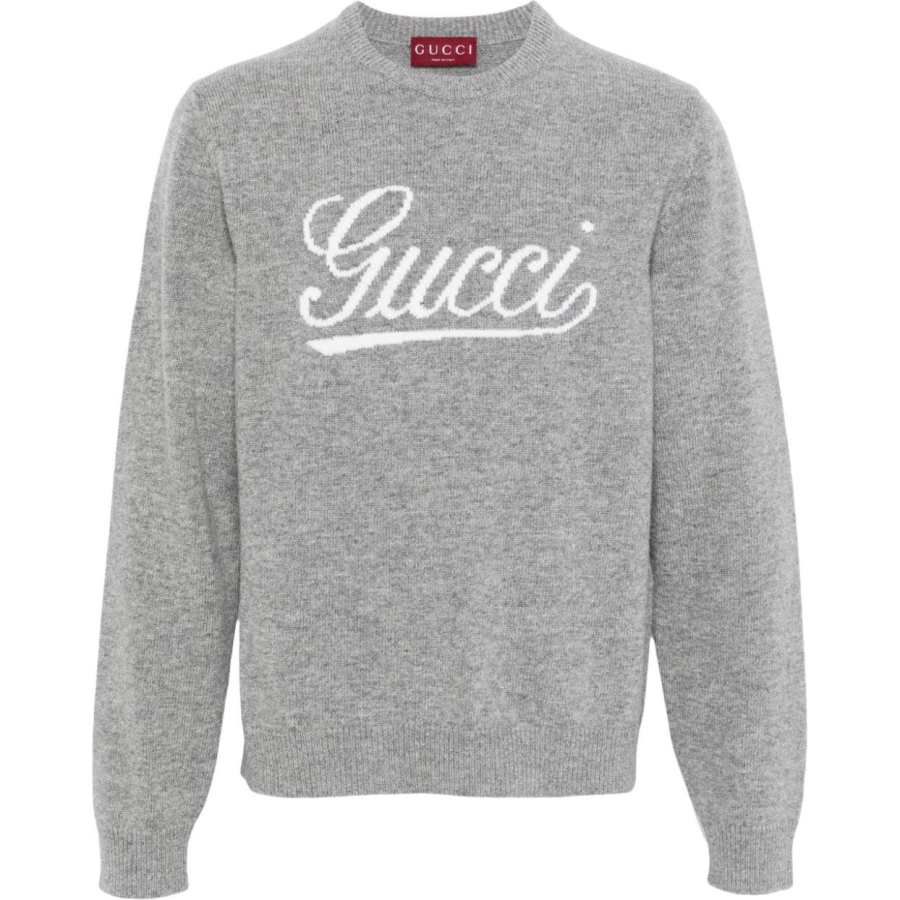 GUCCI Logo Intarsia Crewneck Knitted Jumper