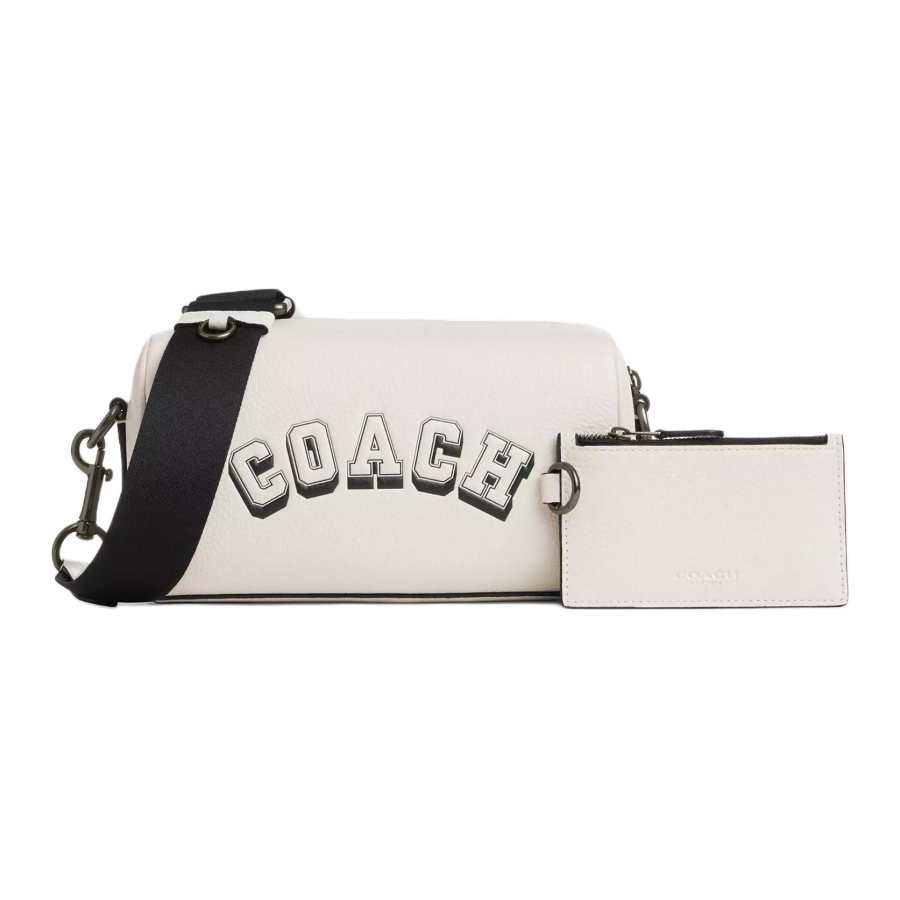 COACH AXEL Refined Pebble Pattern Leather Crossbody Bags Small Men's Chalk & Black