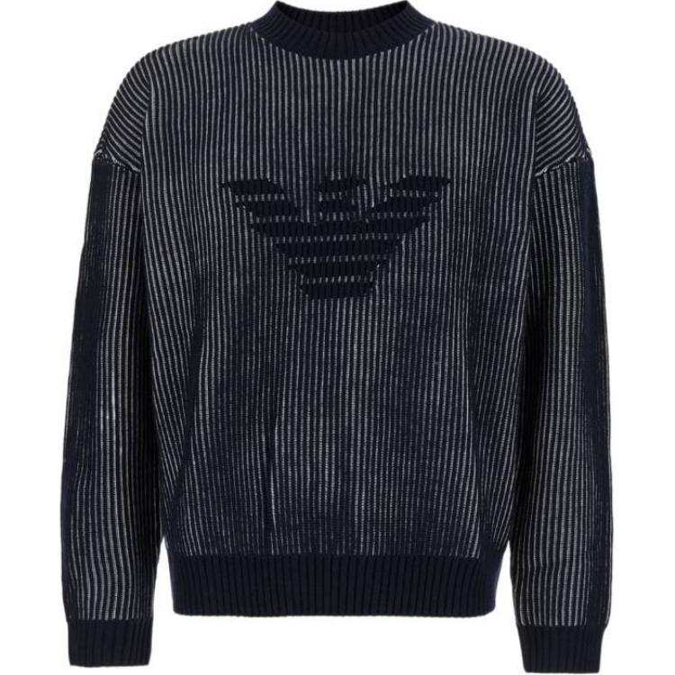 EMPORIO ARMANI Logo Intarsia Striped Jumper