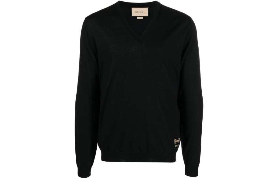 GUCCI Sweaters Men's Black V Neck Moderate Other