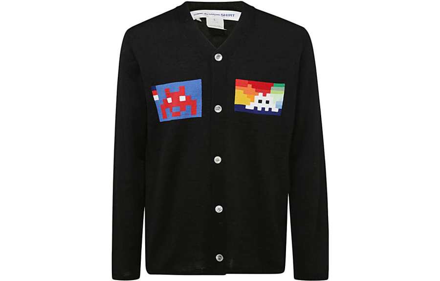CDG CDG Sweaters Men's Black V Neck Moderate Cardigan