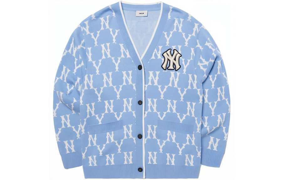 MLB MLB Old Flower Knitwear Unisex Light Blue V Neck Moderate