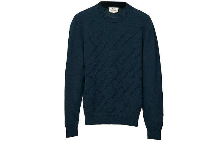 HERMES FW22 Cashmere Sweater Men's Dark Blue