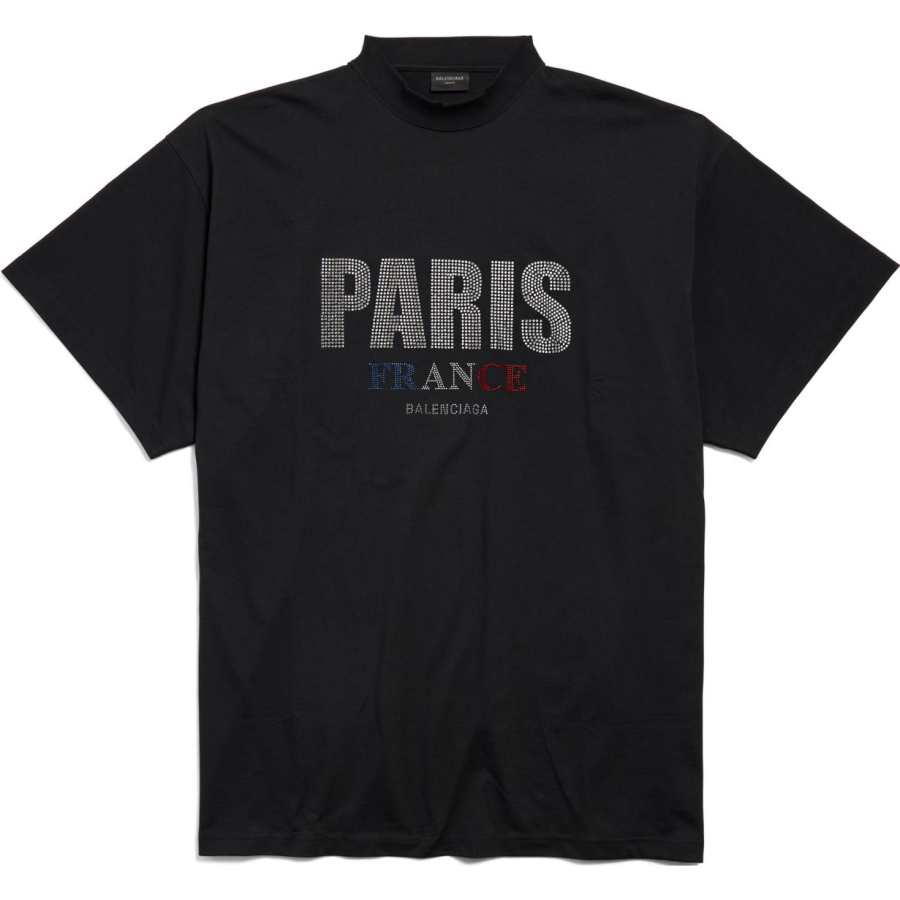 Balenciaga Logo Embellished Mockneck T Shirt