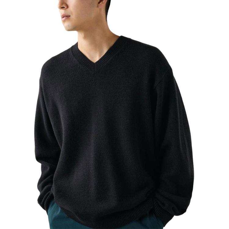 UNIQLO C Collection Sweaters Unisex Black V Neck Moderate Other