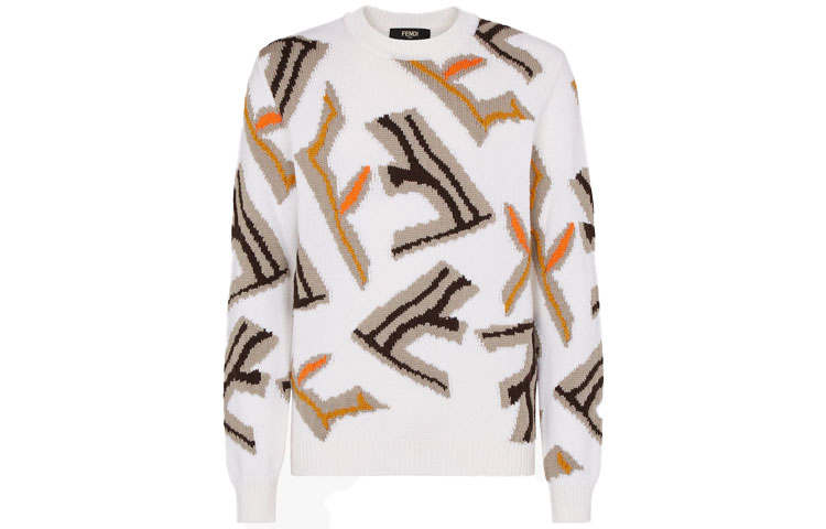FENDI Sweaters Unisex White Crew Neck Moderate Other