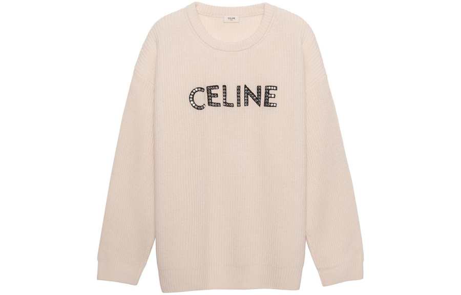 CELINE CELINE Sweaters Men's Beige Crew Neck Moderate Other