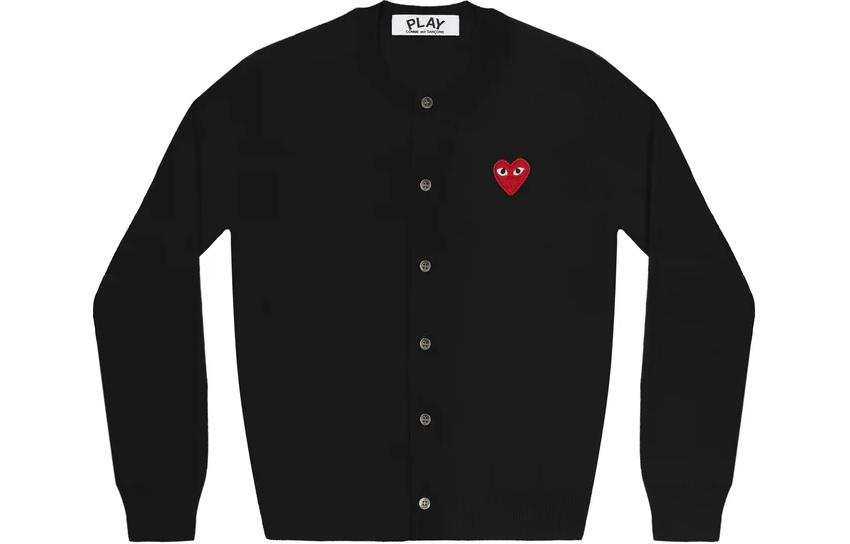CDG Play Sweaters Unisex Black Crew Neck Moderate Cardigan