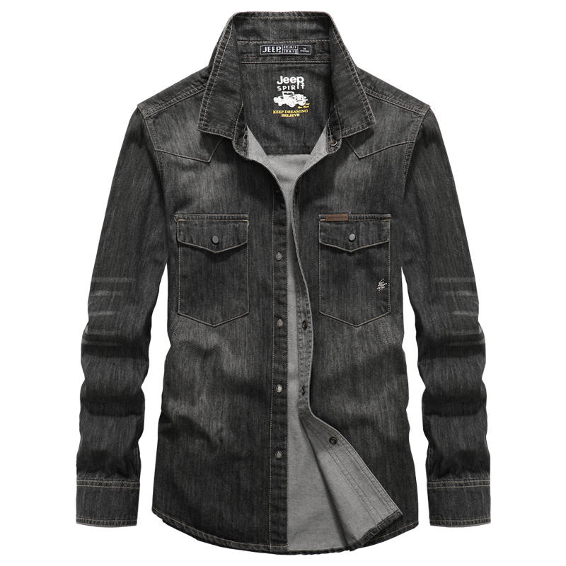 JEEP SPIRIT Shirts Unisex Lapel Moderate Denim