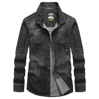 JEEP SPIRIT Shirts Unisex Lapel Moderate Denim