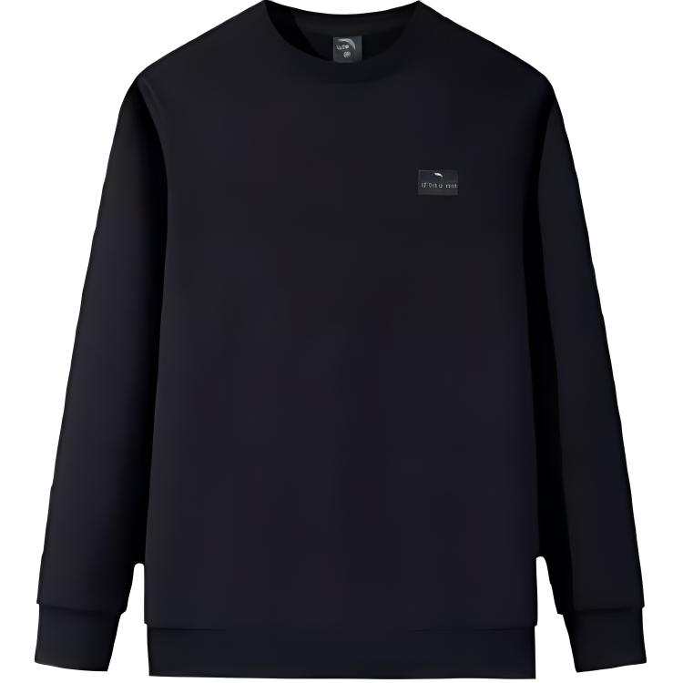 ANTA Anta Variety Training Collection Athleisure Minimalist Style Solid Color Crew Neck Pullover Fleece Lined Sweatshirt