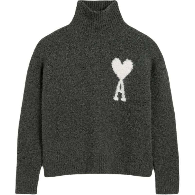 AMIPARIS Ami Paris Ami De Coeur High Neck Knitted Jumper