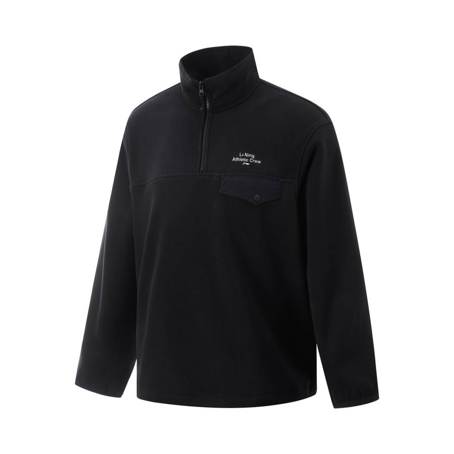 Li-Ning Li Ning Fitness Series Far Infrared Thermal Anti Static Letter Stand Collar Comfortable And Breathable Fleece Lined