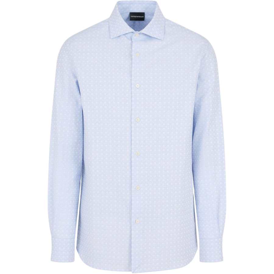 EMPORIO ARMANI Cotton Shirt With All over Jacquard Logo Pattern